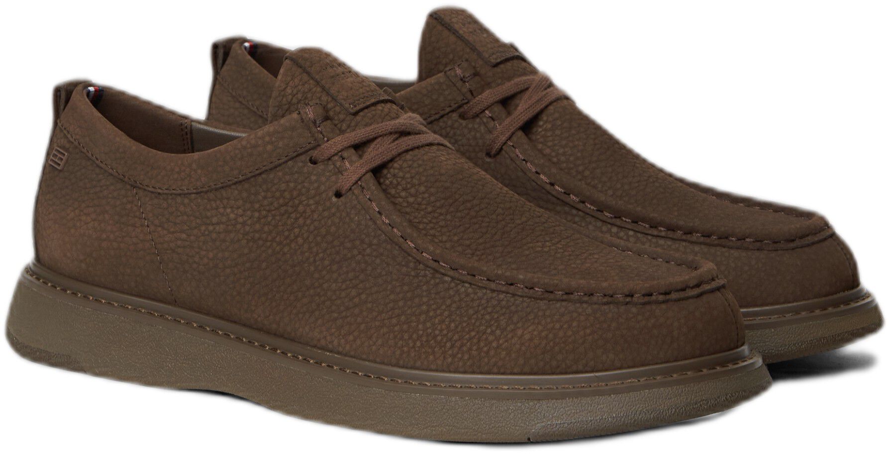 Leather Lace-Up Moc Toe Loafers