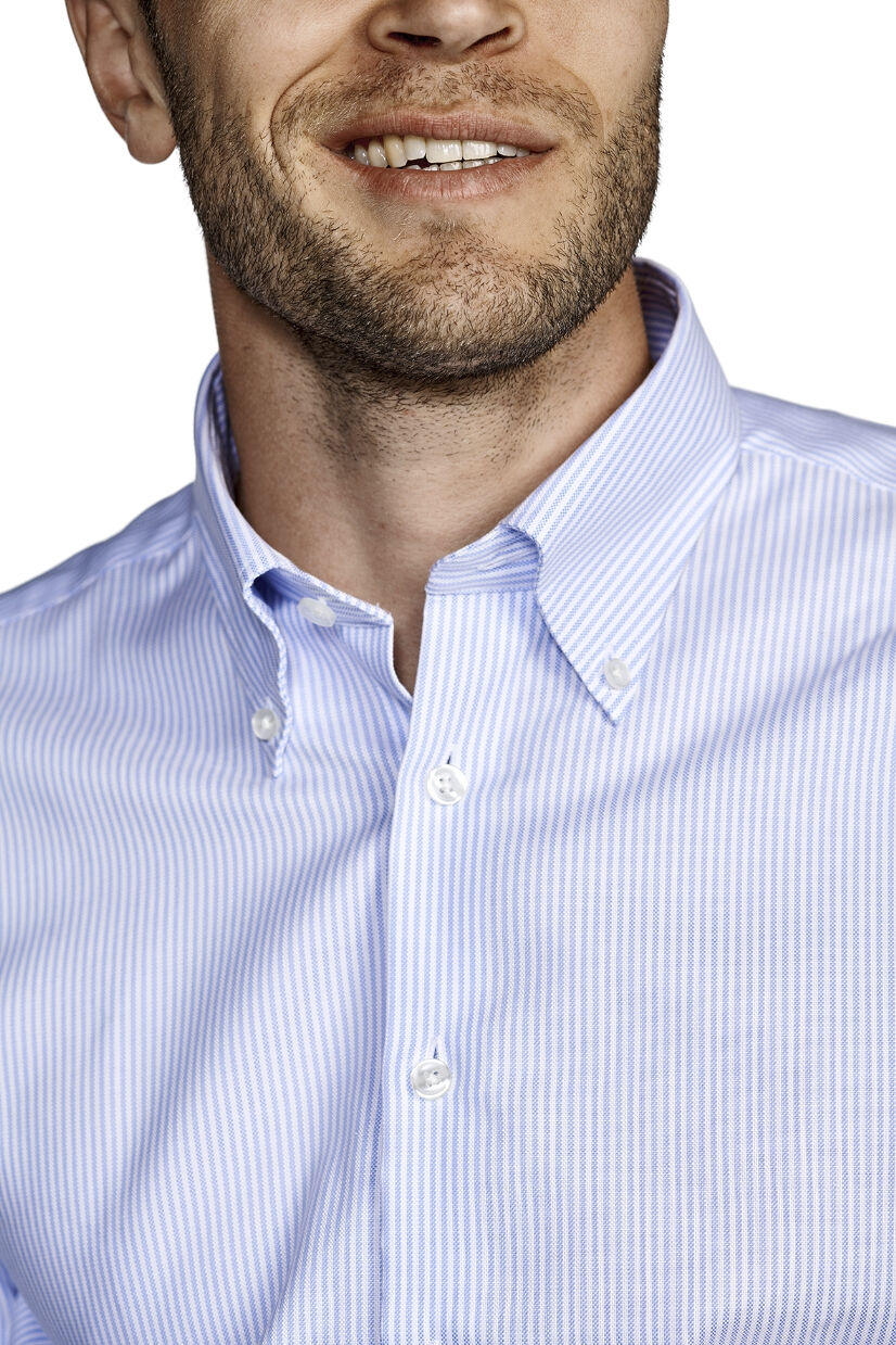 BUTTON DOWN SLIM - OXFORT STRIBE - BLUE