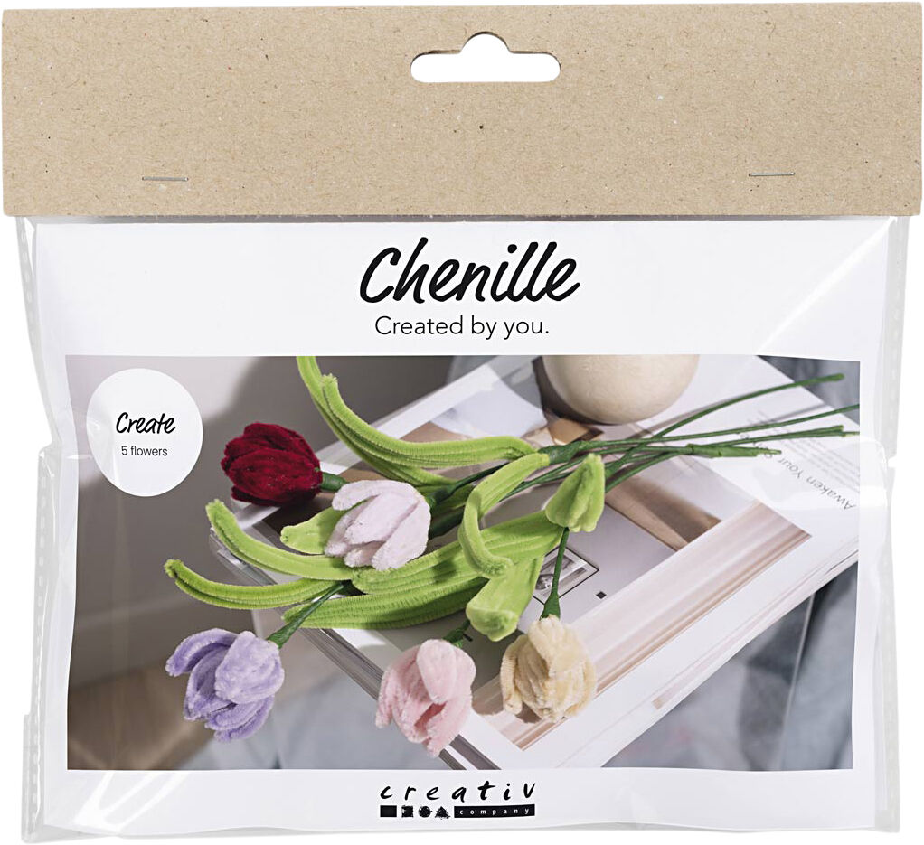 Mini DIY Kit Chenilleblomster, Tulipaner