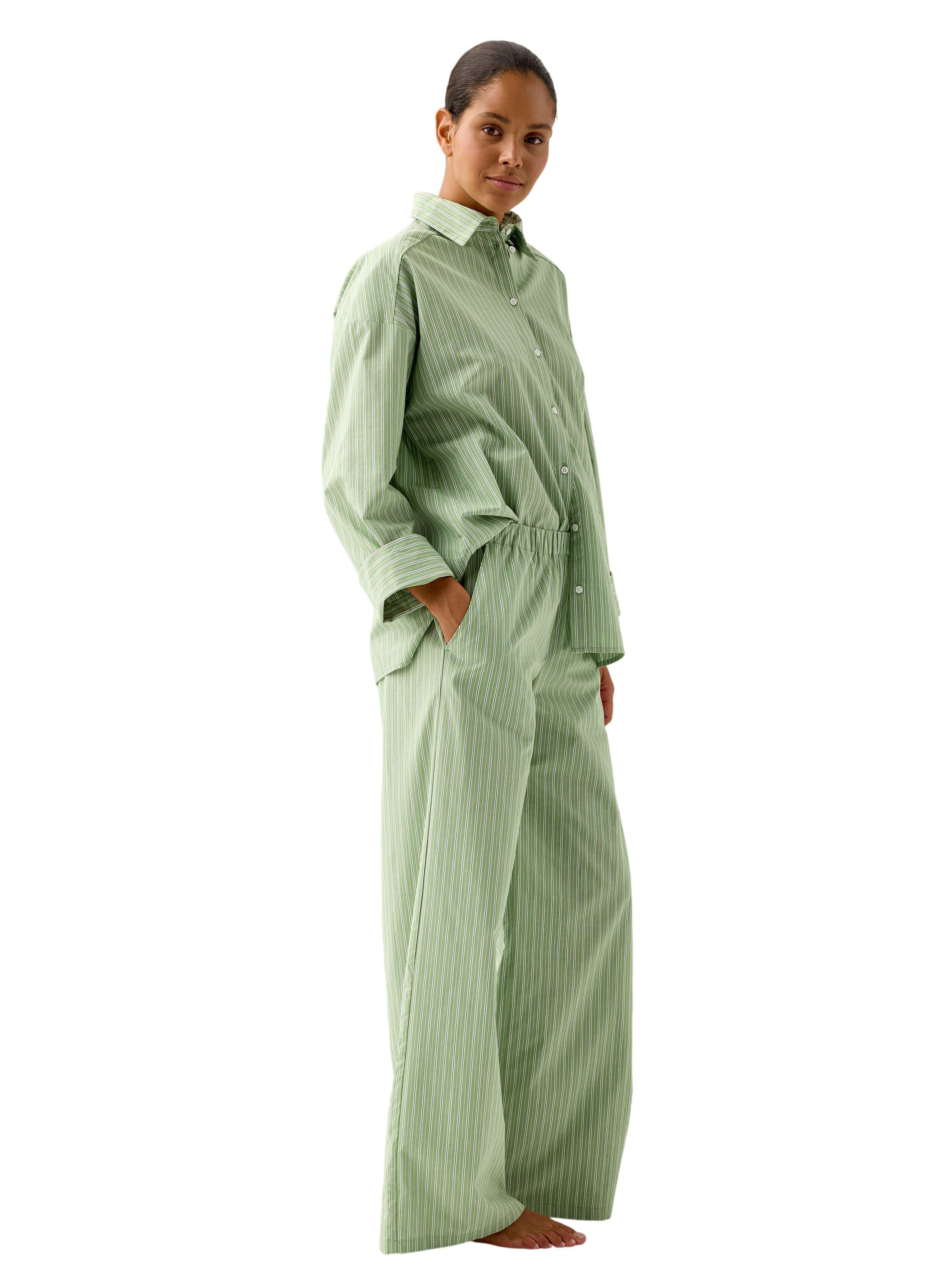 Pyjamasbyxa i bomullspoplin med avs