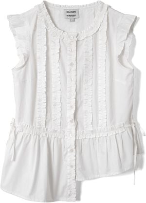 LEIGHTON RUFFLE BLOUSE - WHTIE