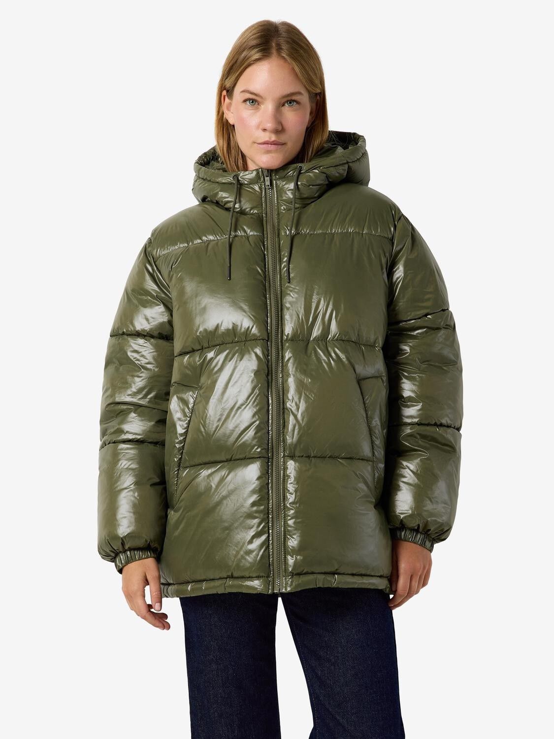 Nmallie Shiny Hood Long Jacket