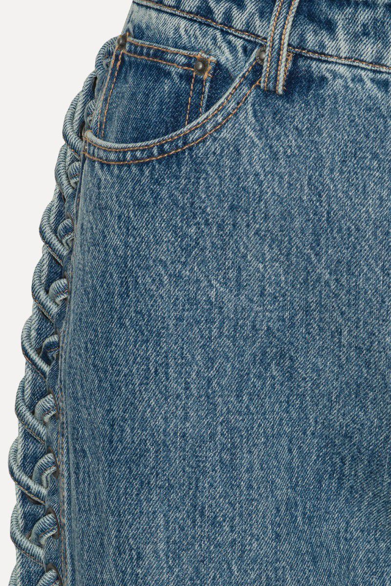 LACED STRAIGHT LEG JEANS