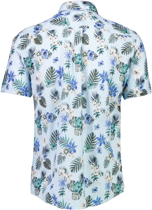 Printed cotton/linen shirt S/S