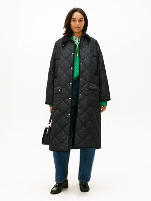 Flag Quilted Padded Oversized Longline Coat