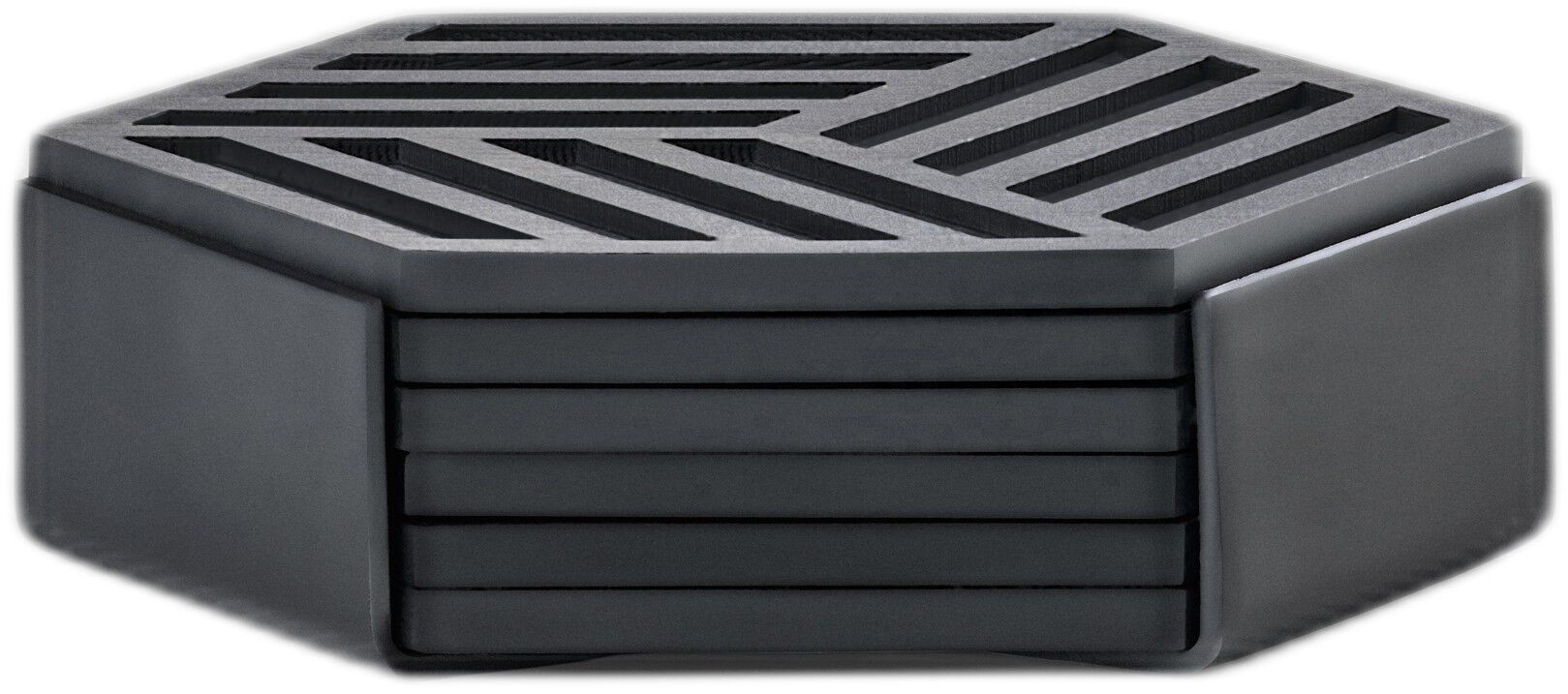 Glassbrikker Hexagon 6 stk. Black