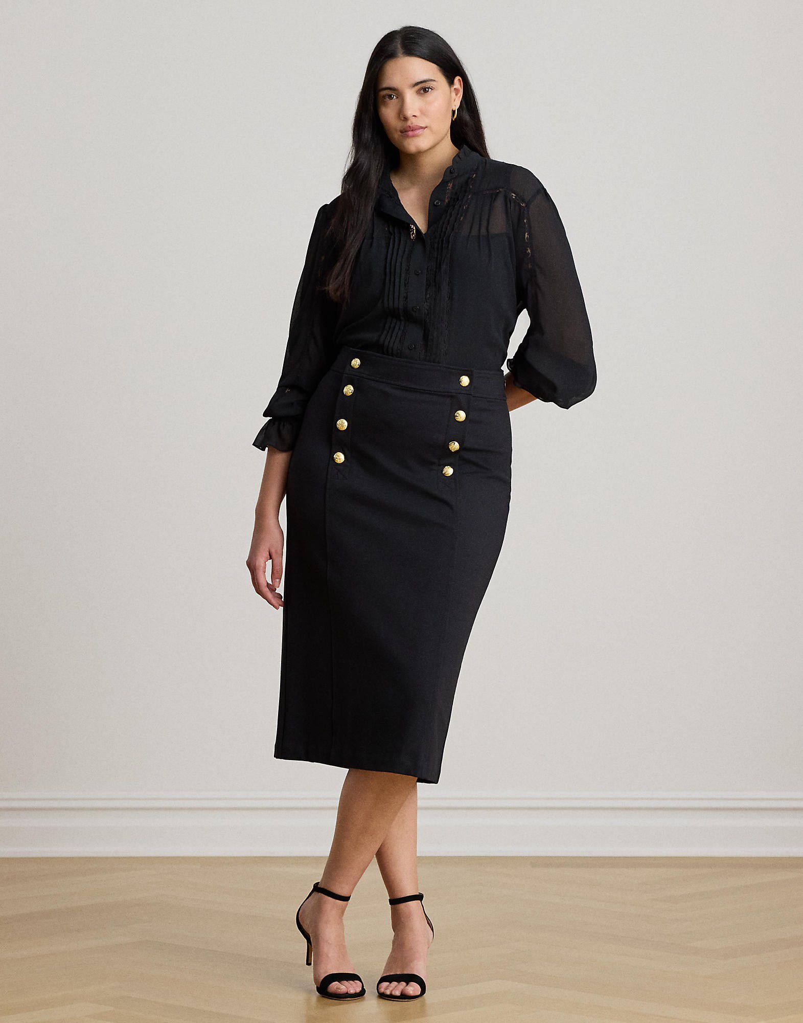 Stretch Ponte Sailor Pencil Skirt