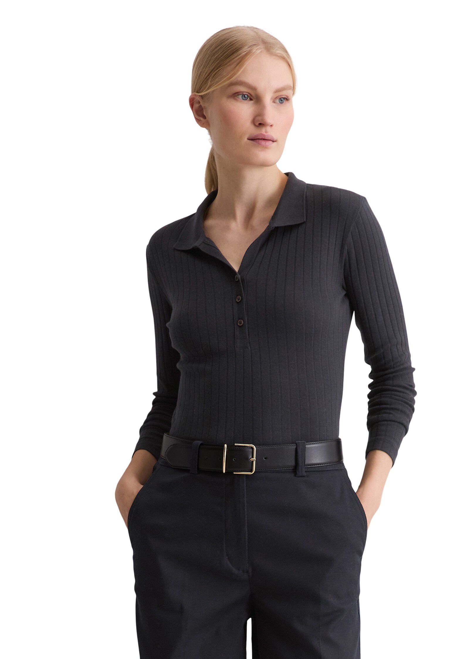 Jersey polo, long sleeve