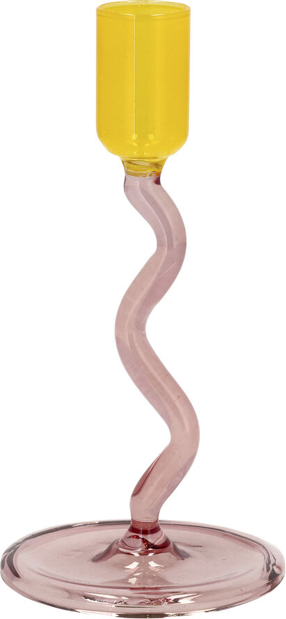 Lysestake Styles 8,5 x 15,3 cm Rosa/Gul Glass