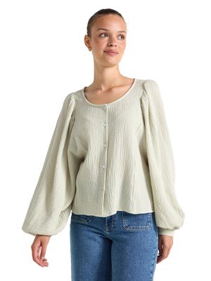 Soft blouse in cotton gauze with wi