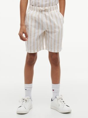 Linen Blend Stripe Relaxed Shorts