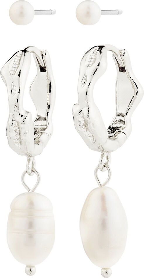 JONNE pearl earrings, 2-in-1 set, silver-plated
