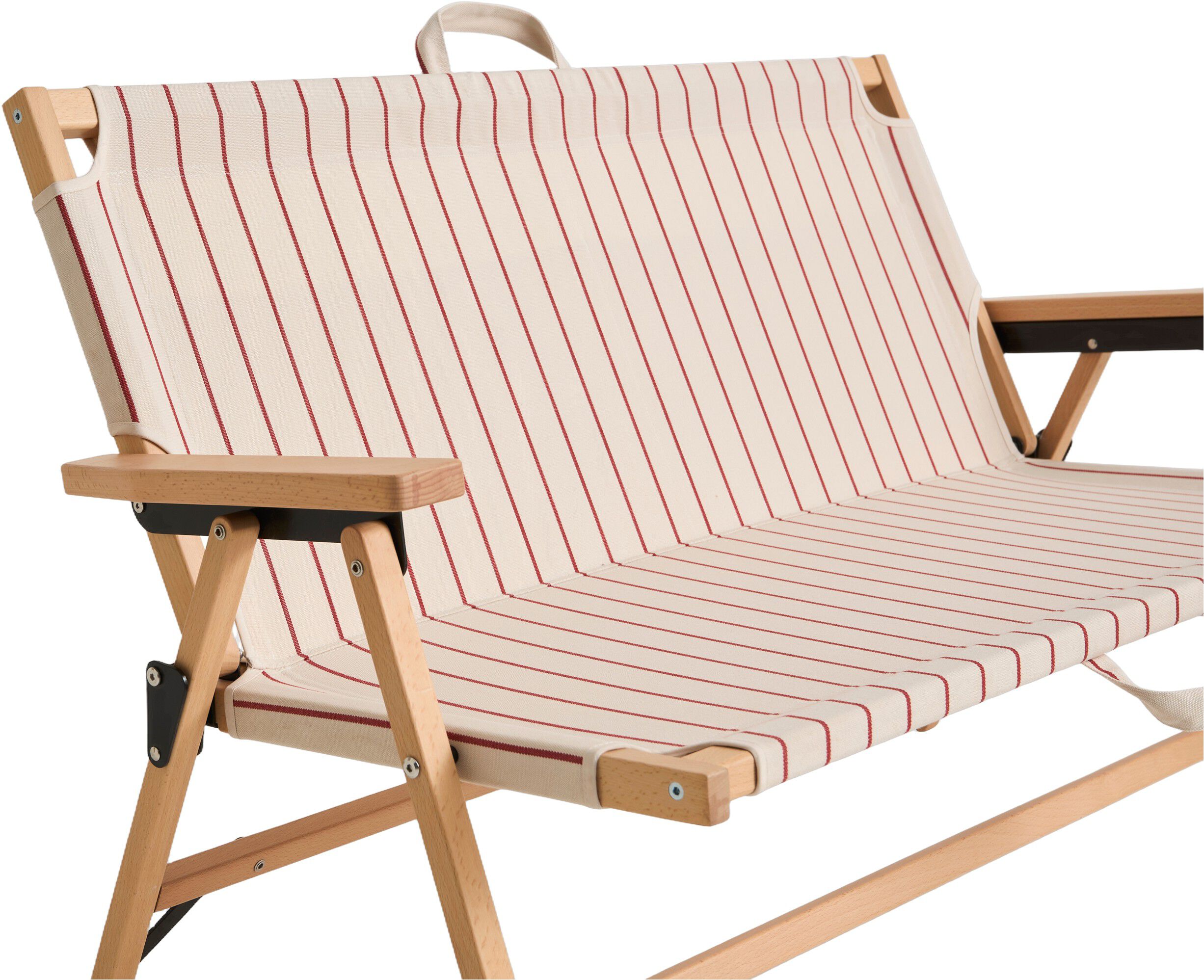 Outdoor Market Folding Sofa - Beige with red stripe -