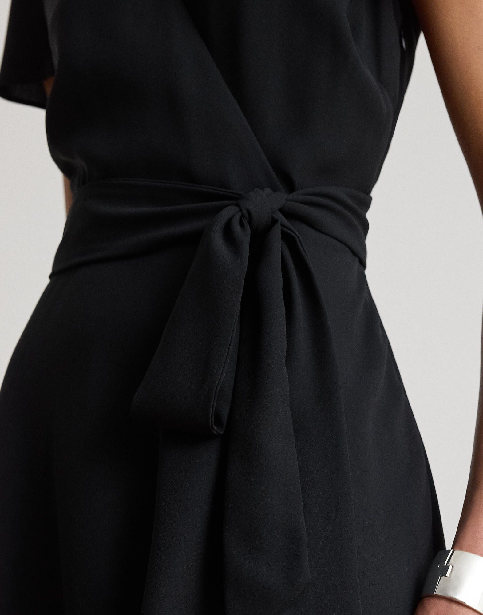 Belted Georgette Surplice Dress