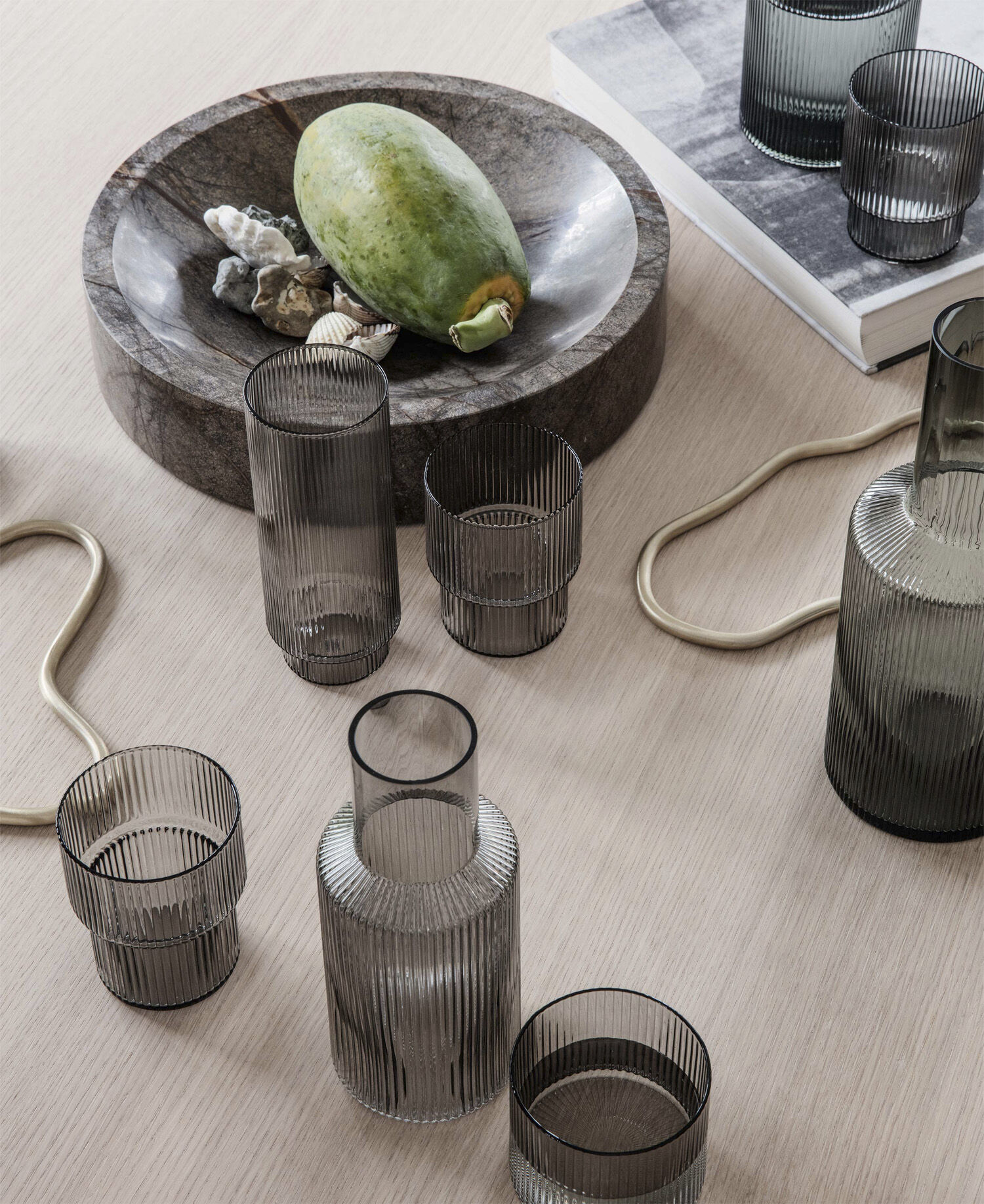 Ripple Long Drink Glasses - Set of 4 - Smoked Grey