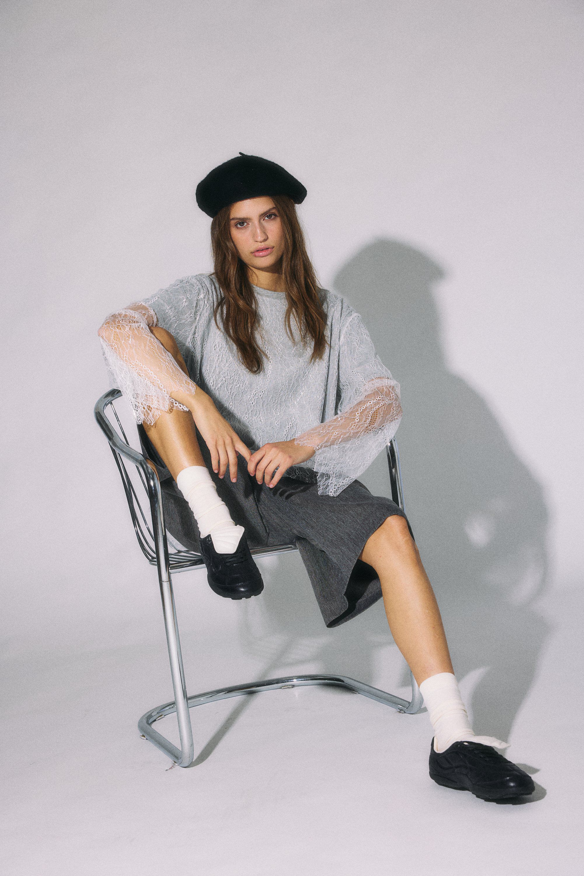 Nmbianka L/S Double Layer Lace Tee Jrs