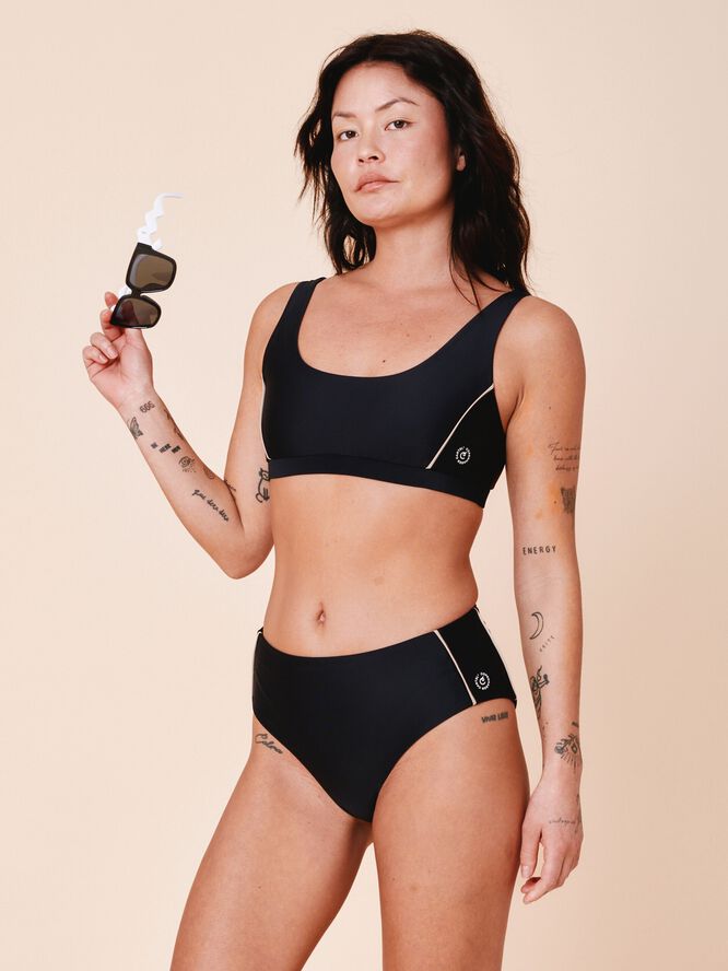 Ubud Colorblock high-waisted bikini bottom - Nero