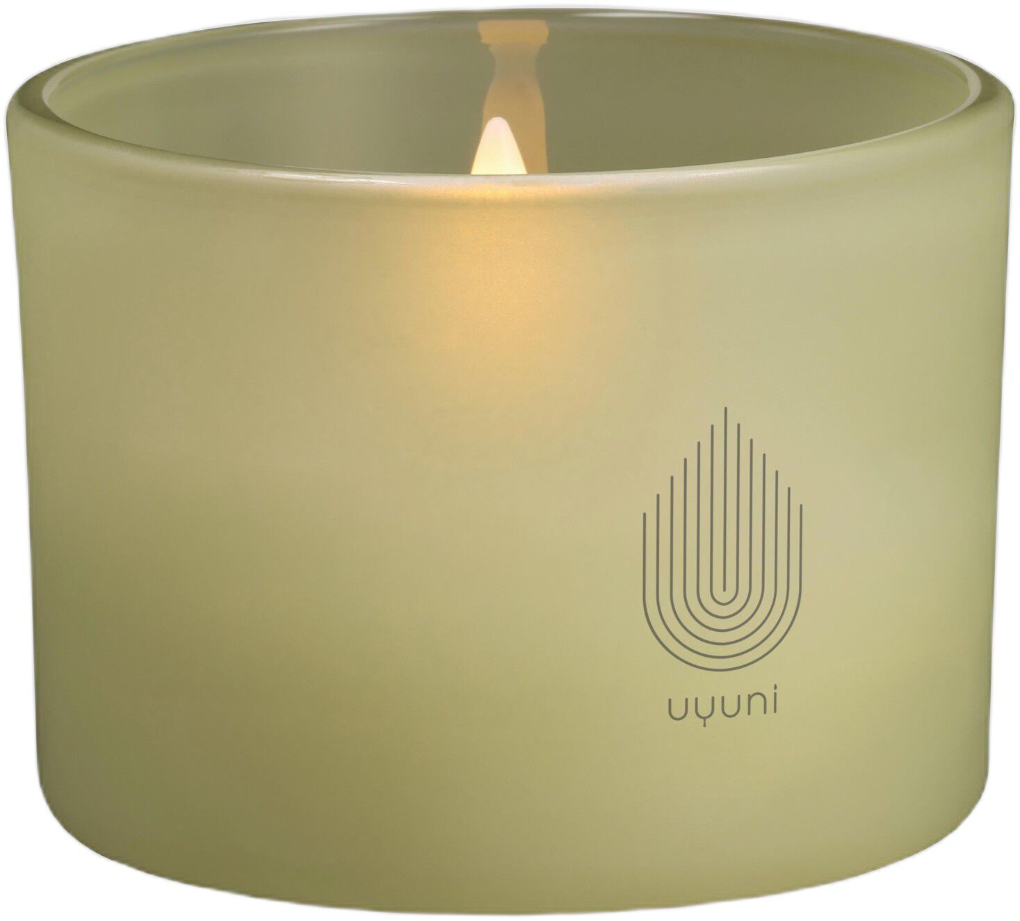 Glass Candle, Light green leaf, 8,2x6 cm