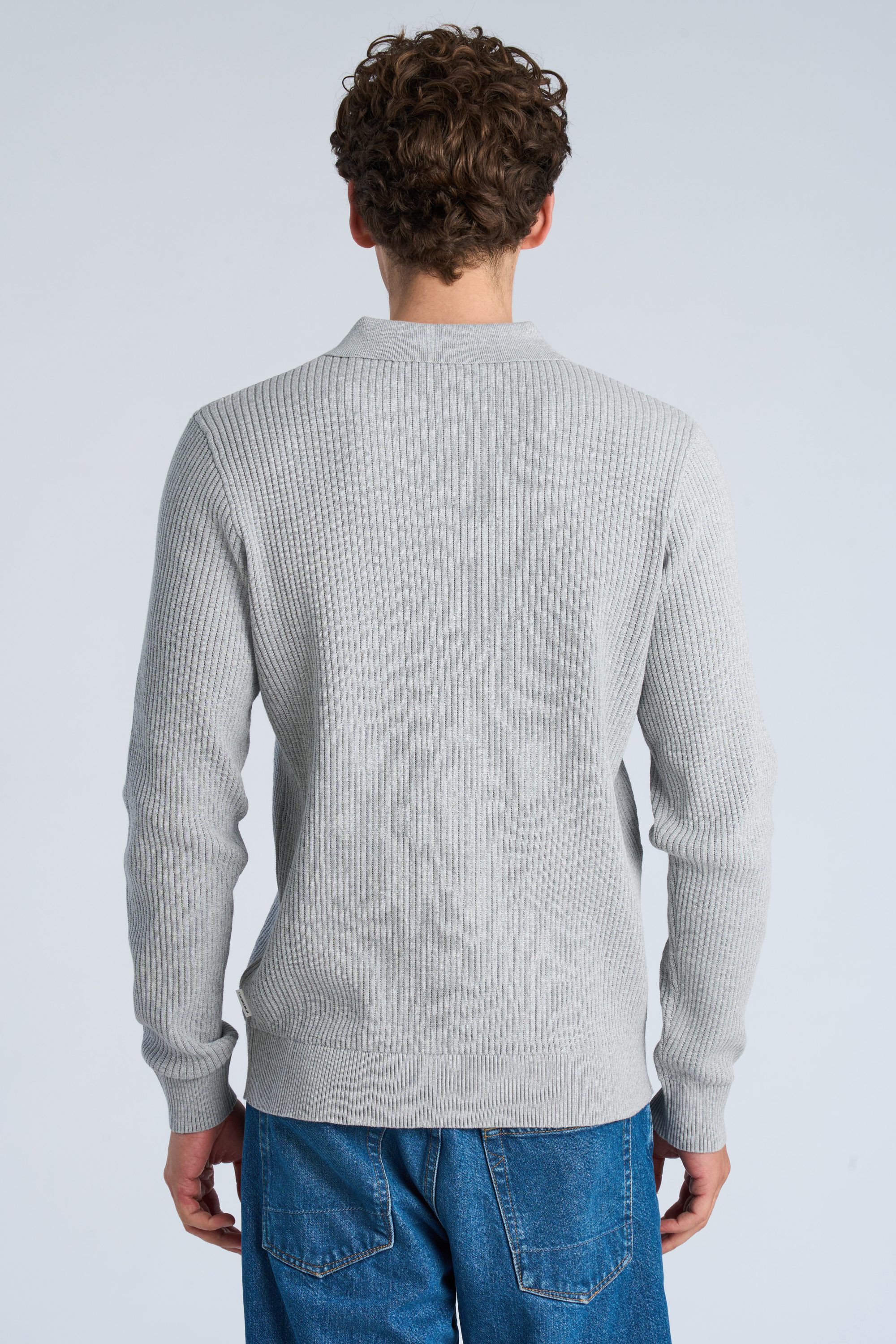 Ribbed L/S v-neck polo
