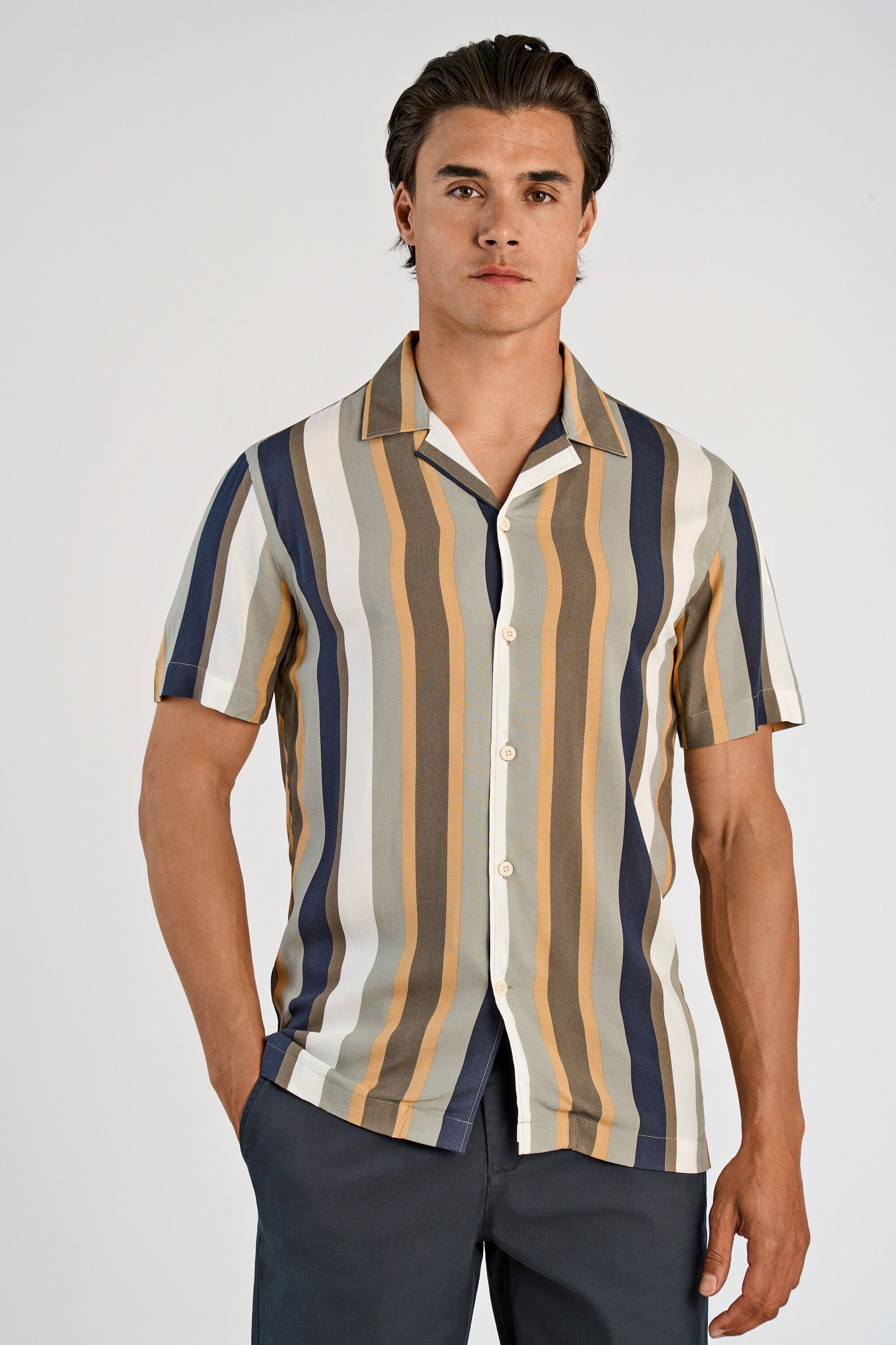 Bold stripe viscose shirt S/S
