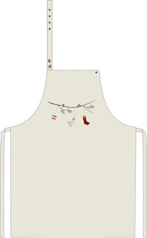 Børneforklæde m/broderi 45x60cm canvas/bomuld