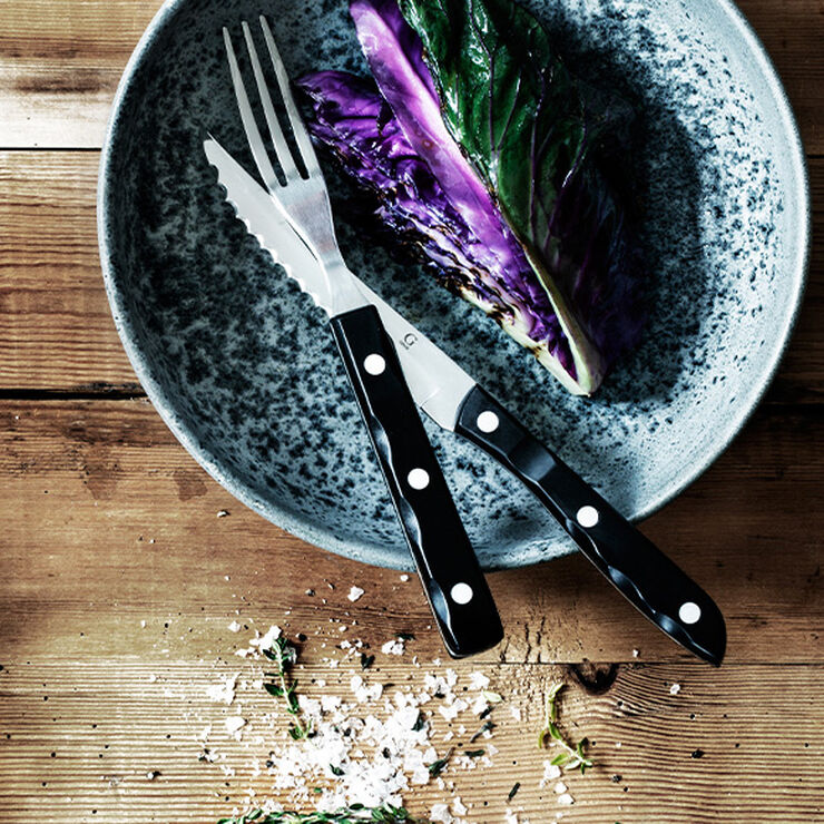 Biffbestikk/grillbestikk Old Farmer Black 12 deler Svart/Stå