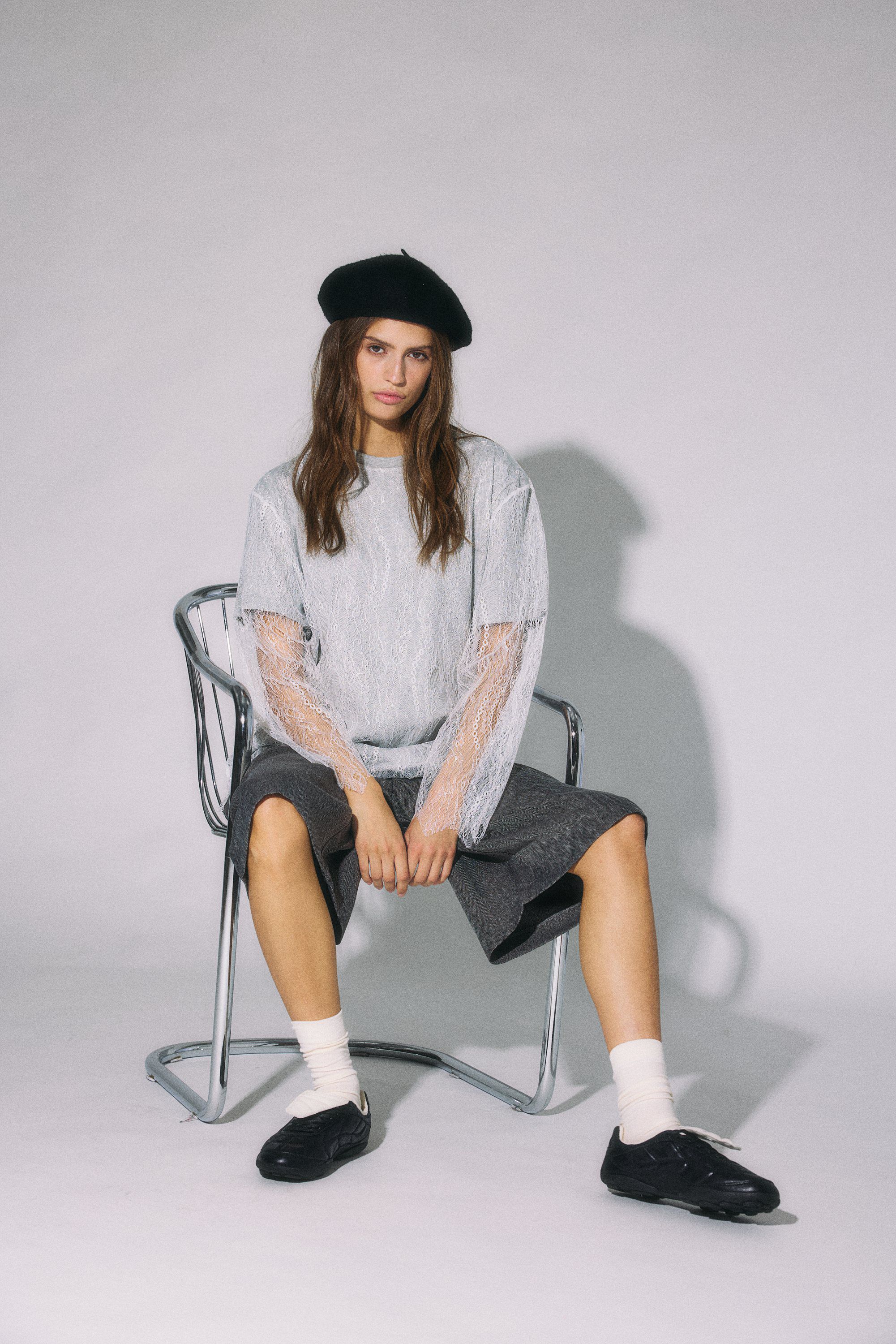 Nmbianka L/S Double Layer Lace Tee Jrs