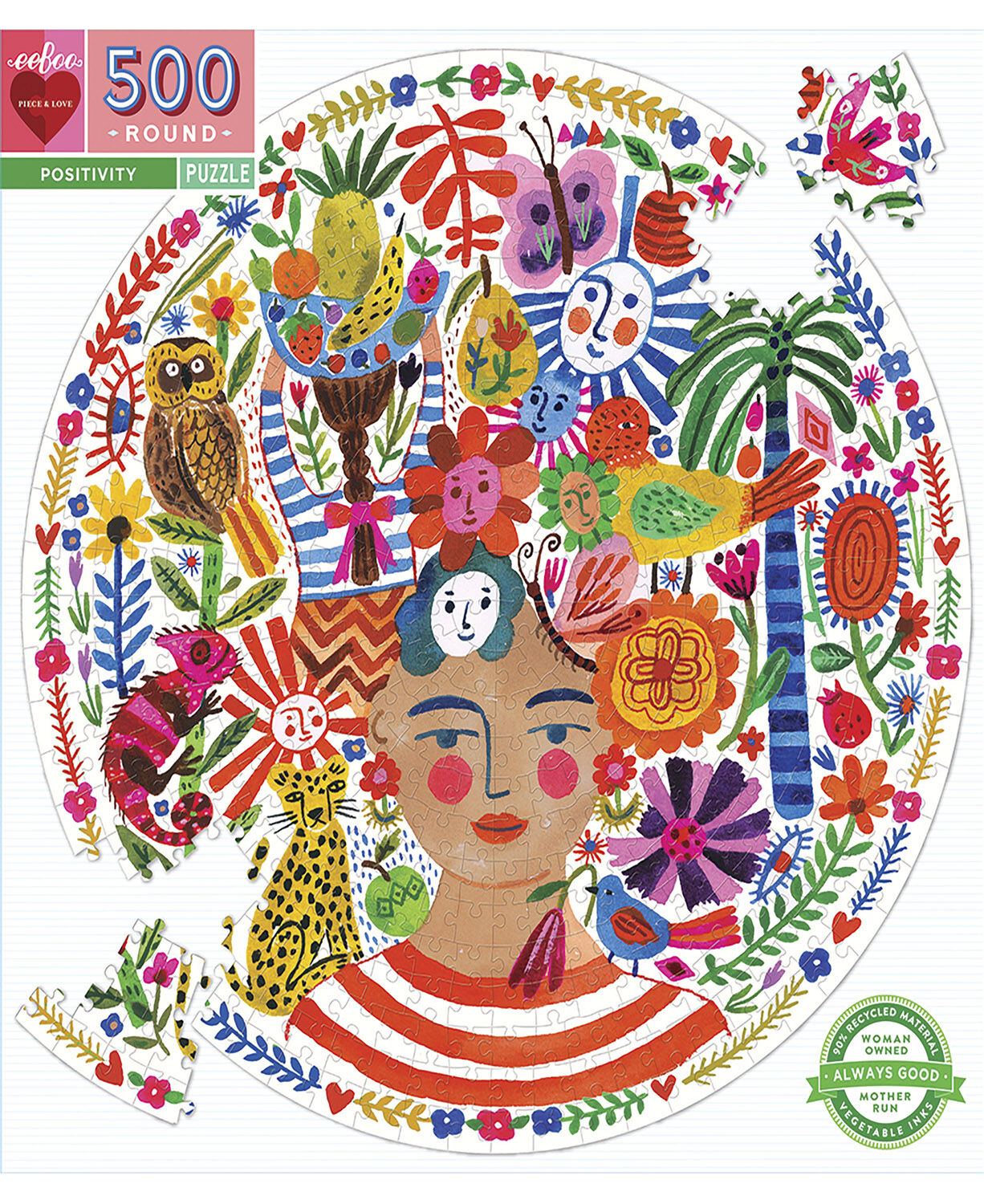 eeBoo - Rundt puslespil 500 brk - Positivitet