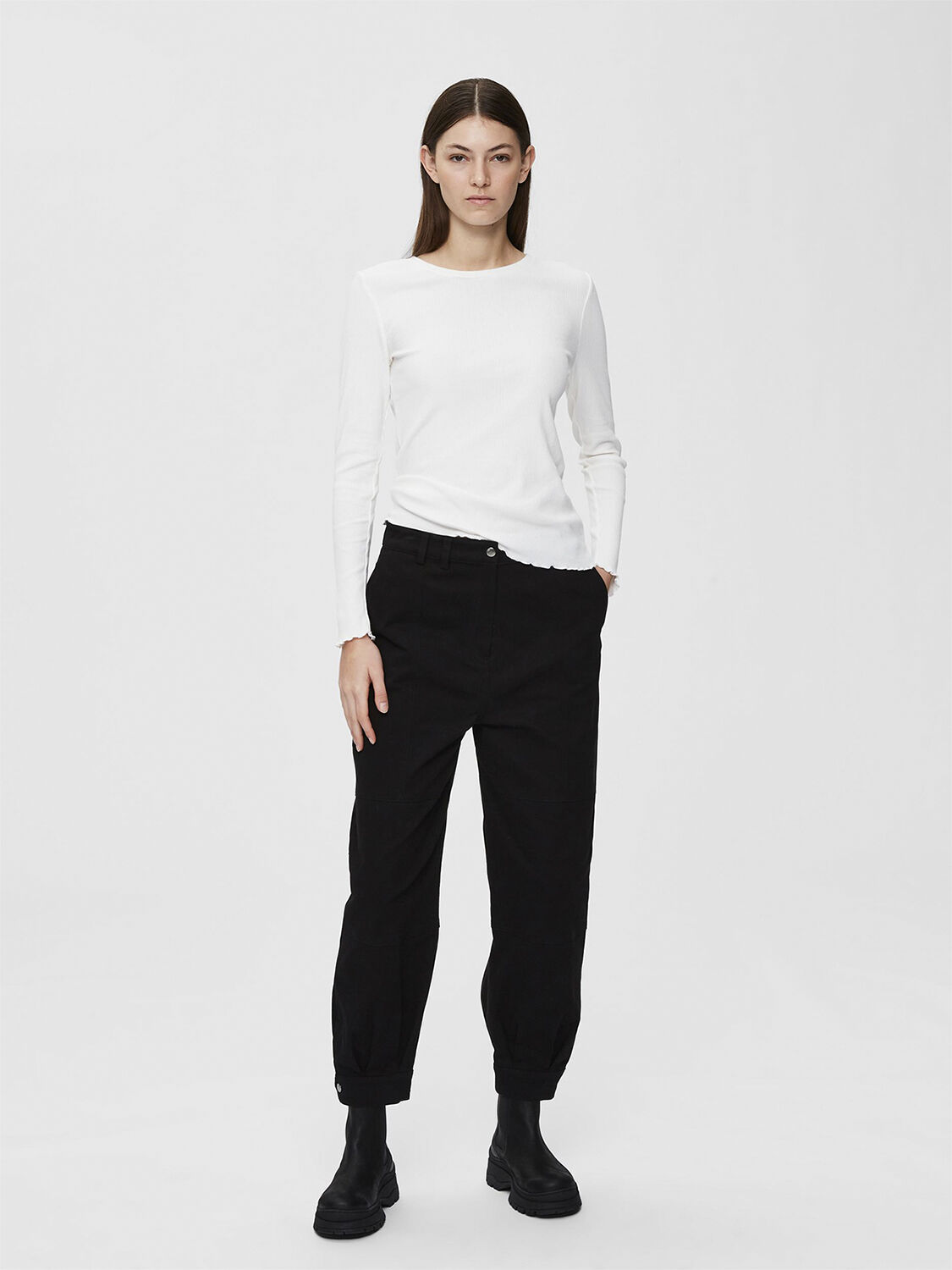 Slfanna Ls Crew Neck Tee S Noos