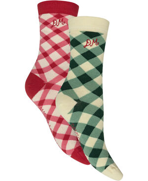 CALF LENGTH 2 PACK SOCKS- GINGHAM