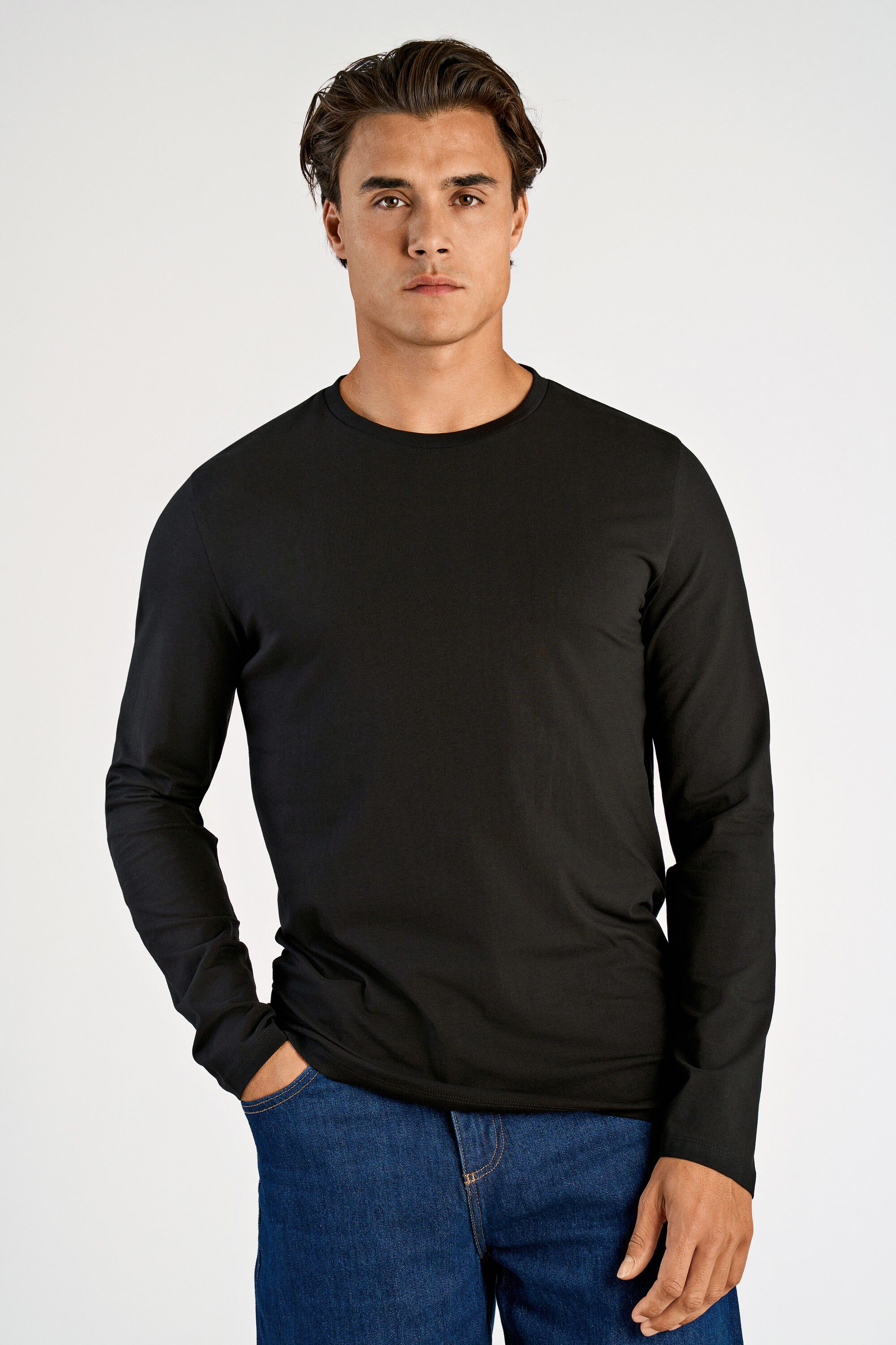 Basic o-neck stretch tee L/S