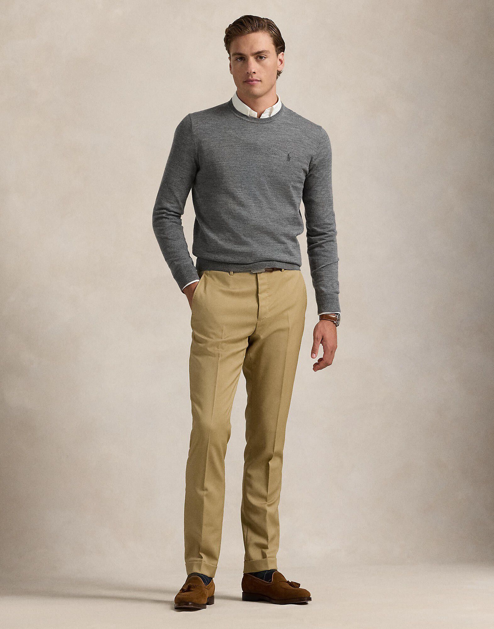 Slim Fit Washable Wool Crewneck Sweater