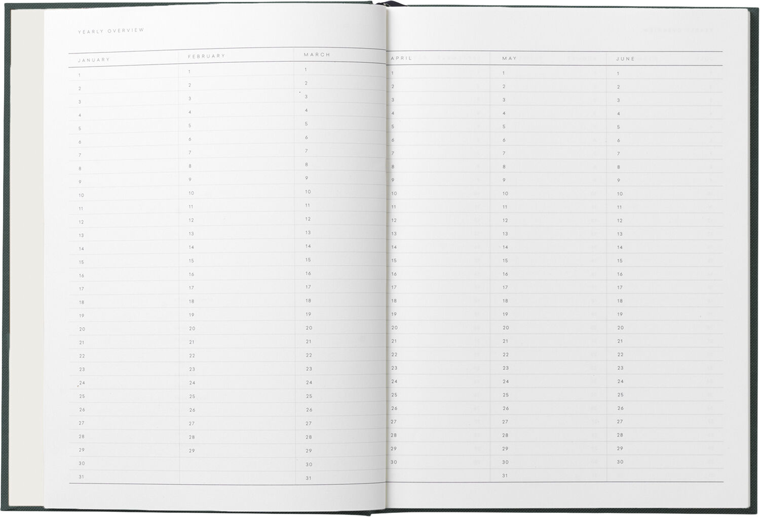 Business Notesbog med dagsplan og m&oslash;dereferat, Gr&oslash;n