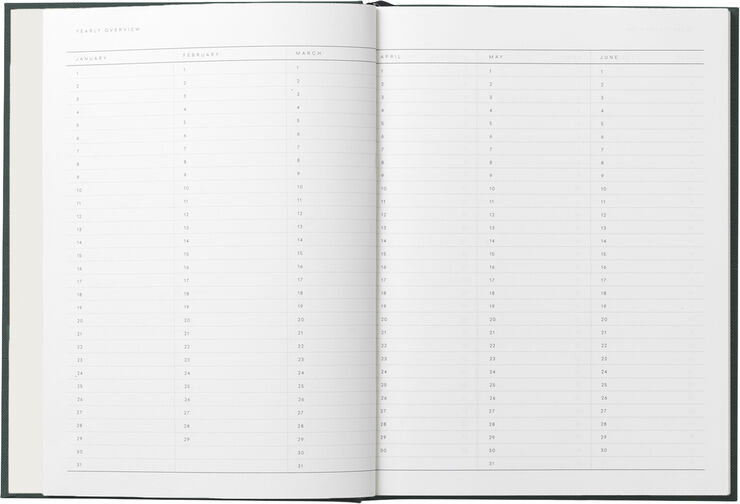 Business Notesbog med dagsplan og mødereferat, Grøn