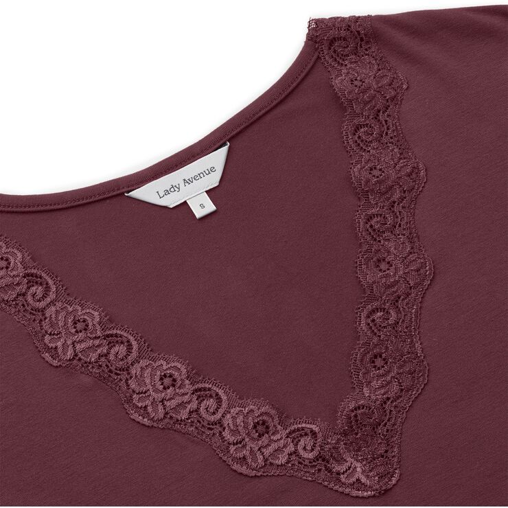 Bamboo short sleeve nightdress with lace