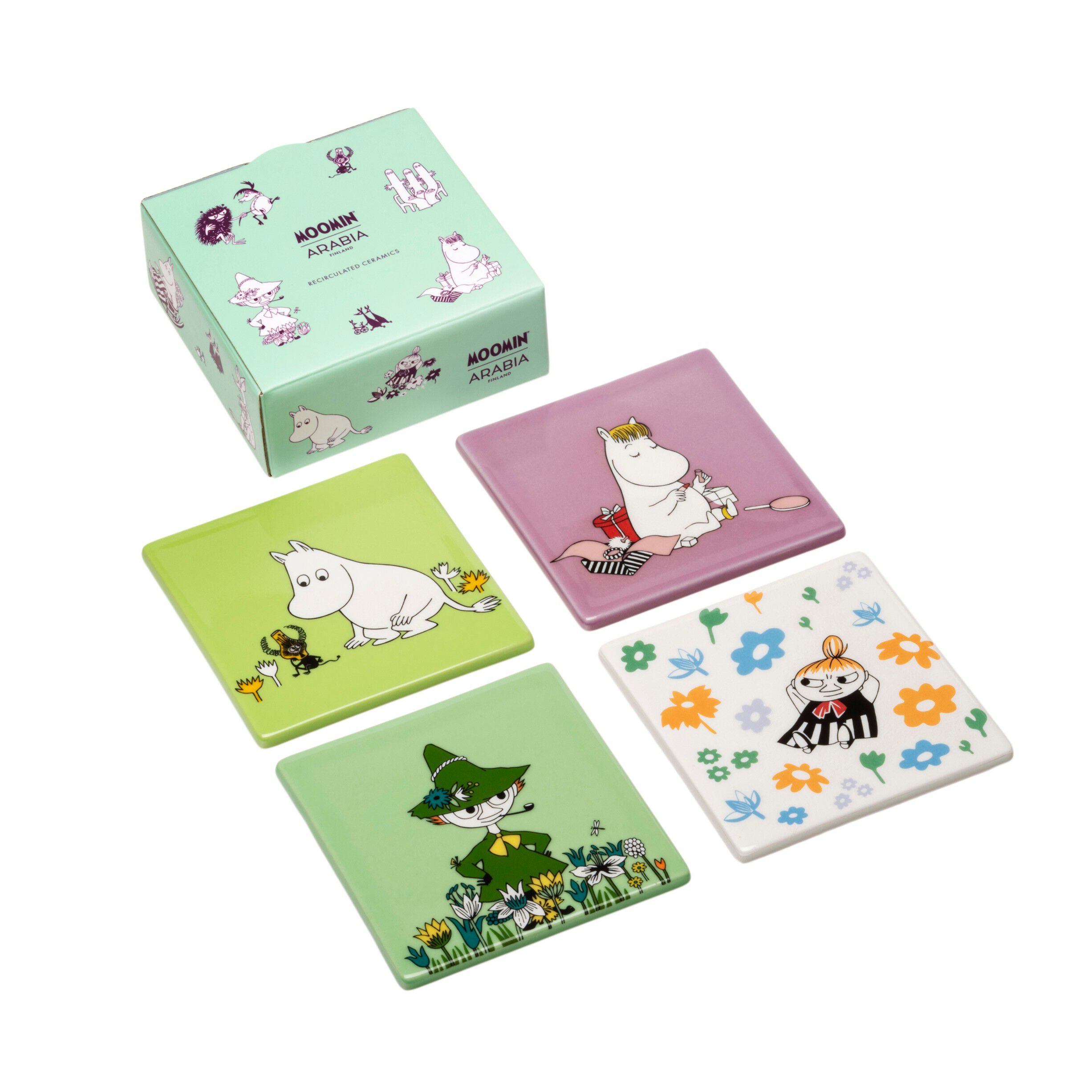 Moomin Arabia bordsk&aring;nere s&aelig;t 4stk Klassikere Genanvendt Interi&oslash;r