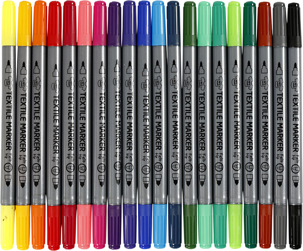 Tekstiltusch, streg 2,3+3,6 mm.