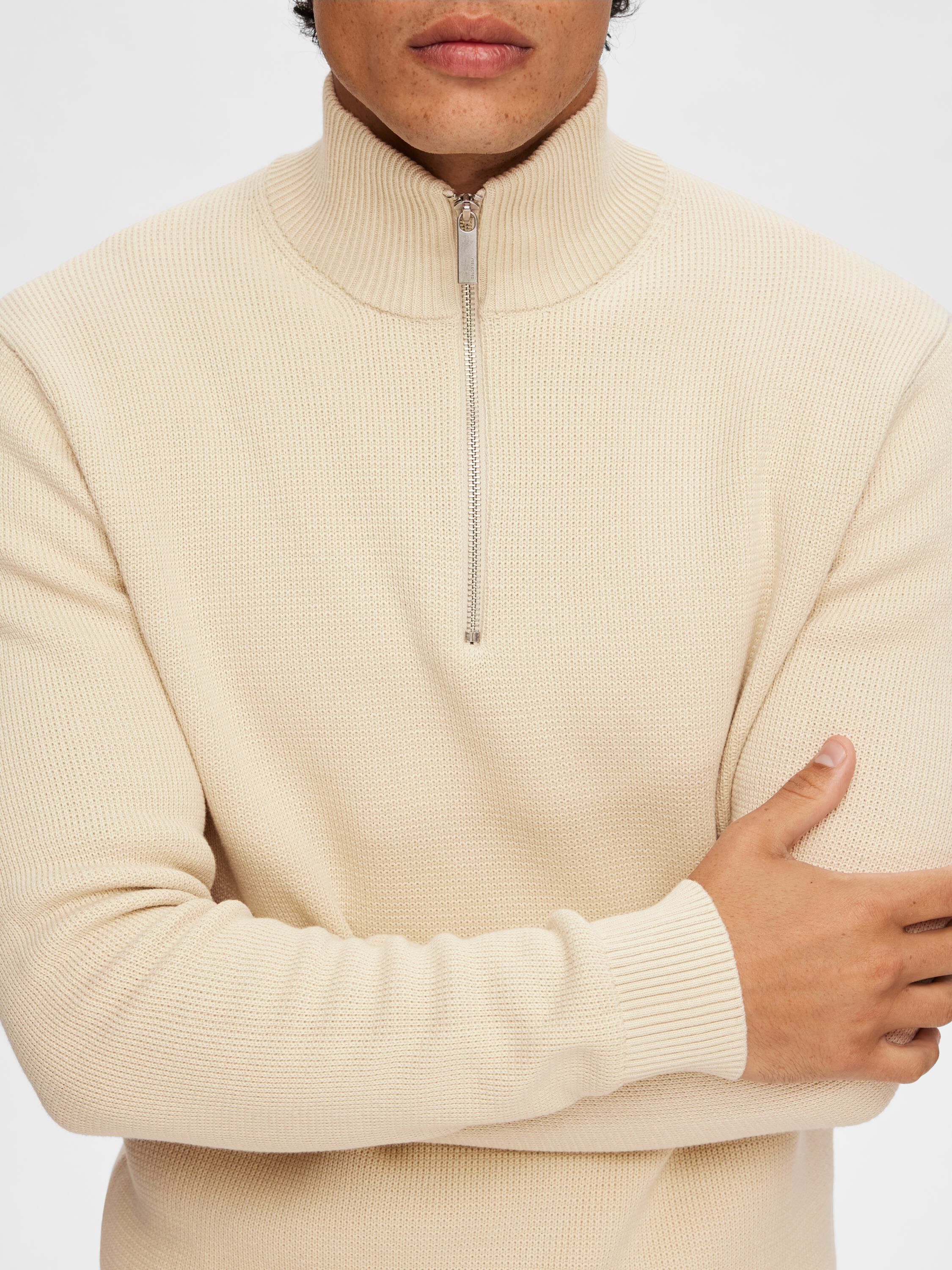 Slhdane Ls Knit Structure Half Zip Noos