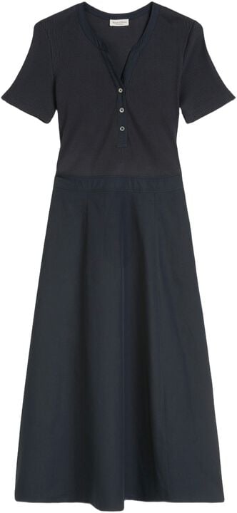 Jersey dress, polo collar, poplin p