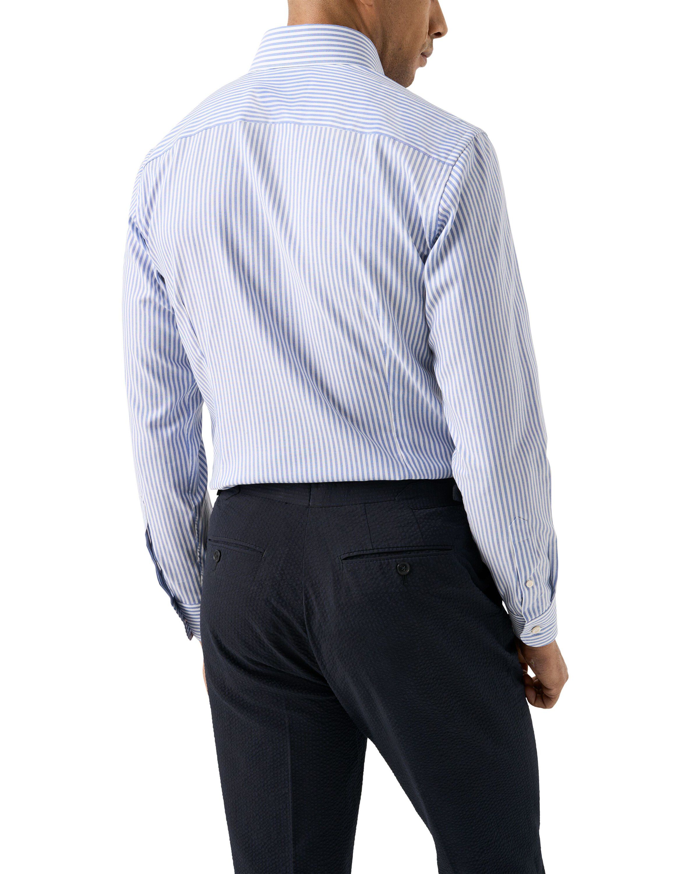 Slim Fit Mid blue Striped Signature Oxford Shirt