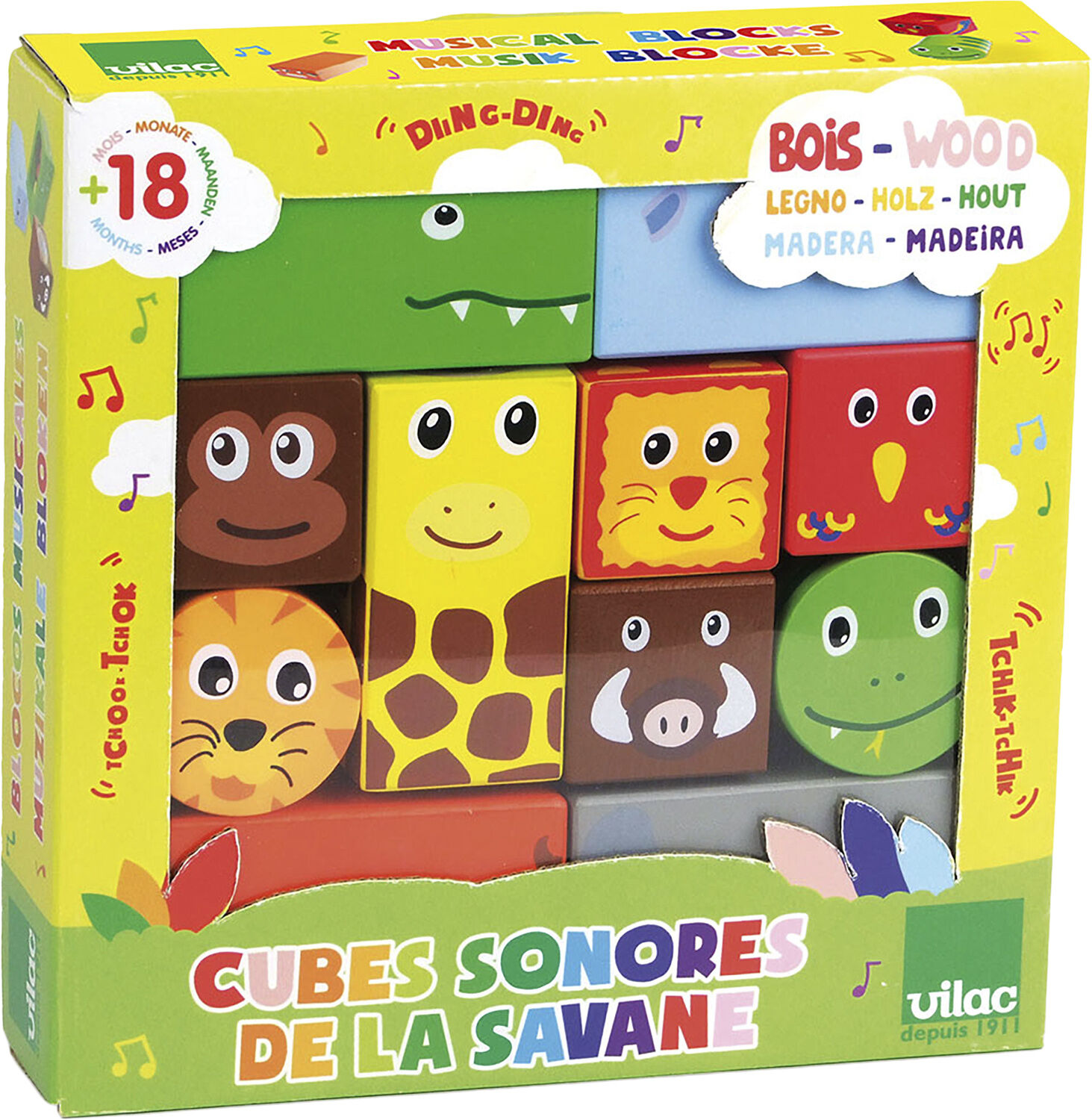 Vilac - Tr&aelig;klodser med lyd - Jungledyr