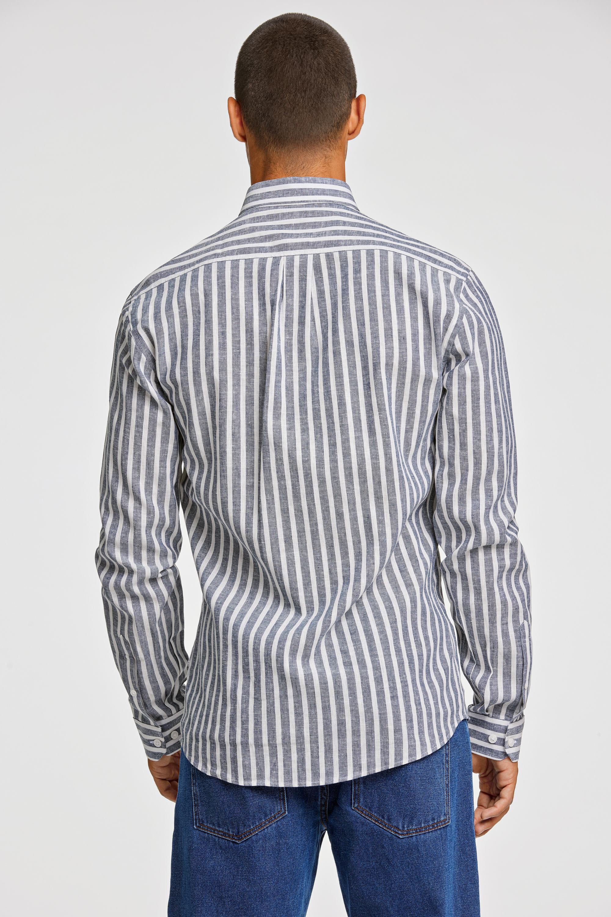 Striped cotton/linen shirt L/S