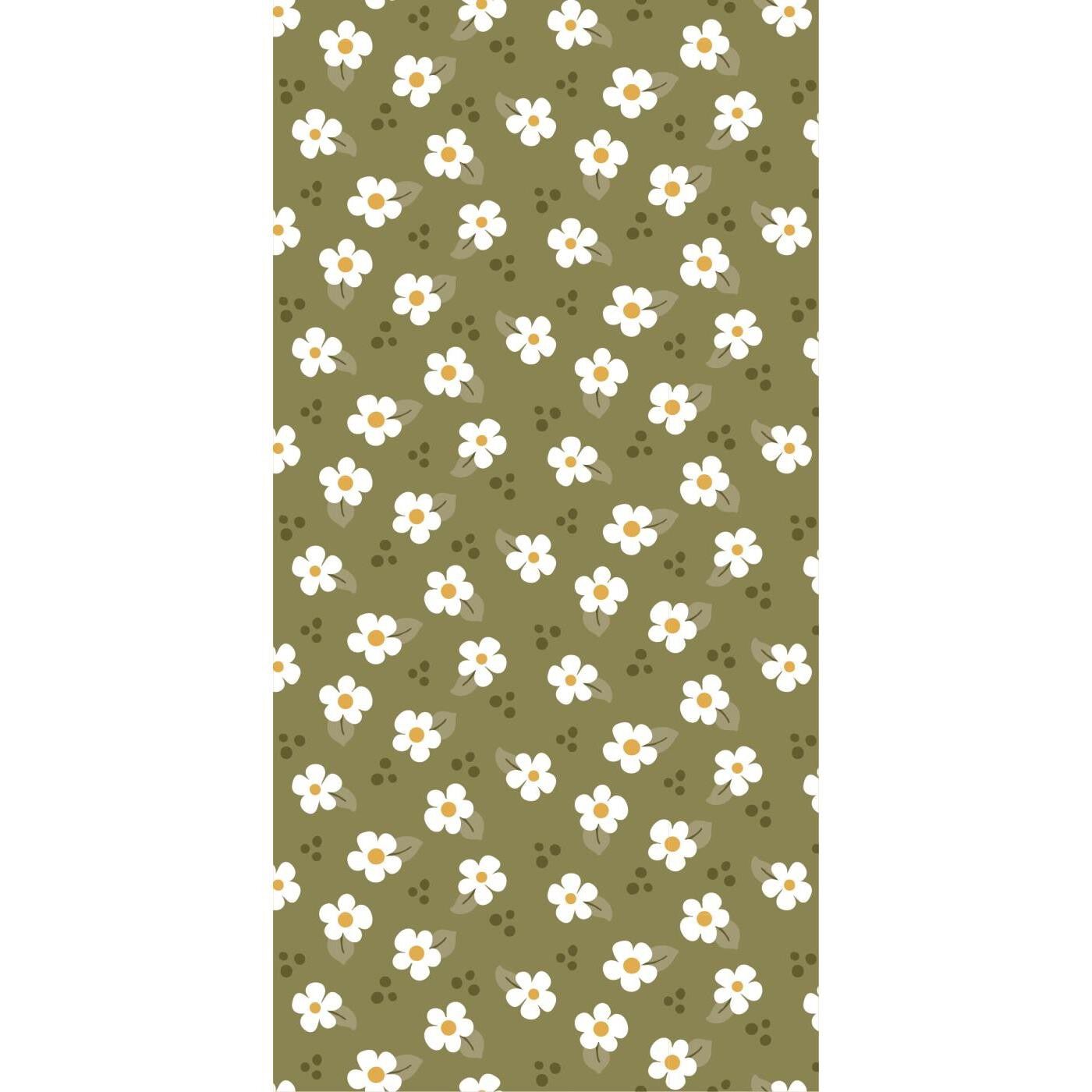 Serviet 10x20 cm gr&oslash;n m/hvide blomster 16 stk/pk