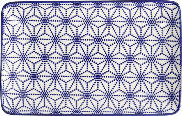 Nippon Blå plade rektangel 21x13,5cm Stjerne