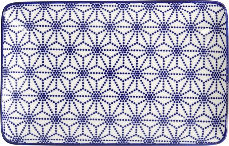 Nippon Blå plade rektangel 21x13,5cm Stjerne