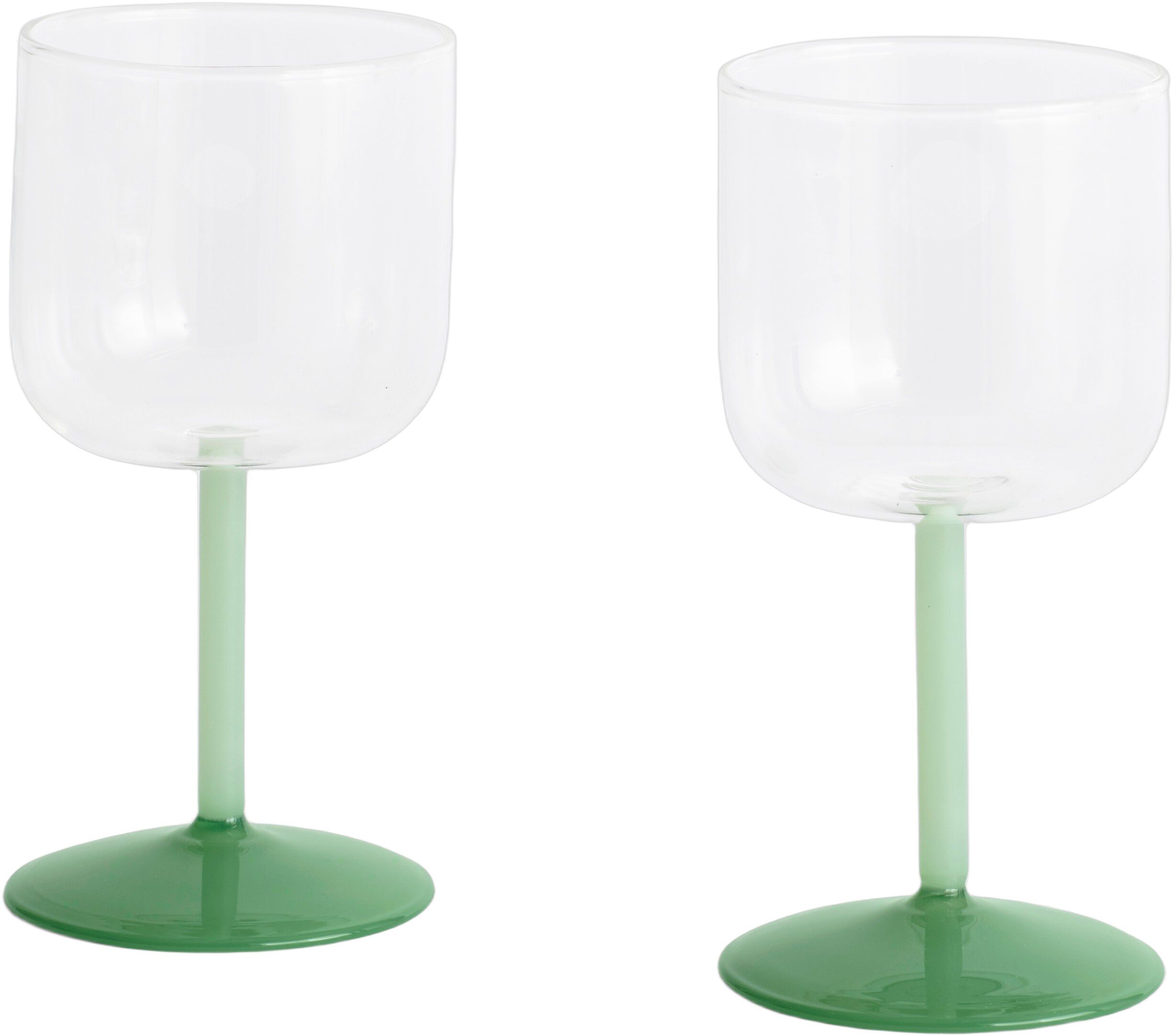 Tint Wine Glass-Set of 2-Clear, jade light green and jade dark green