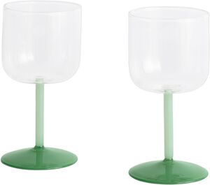 Tint Wine Glass-Set of 2-Clear, jade light green and jade dark green