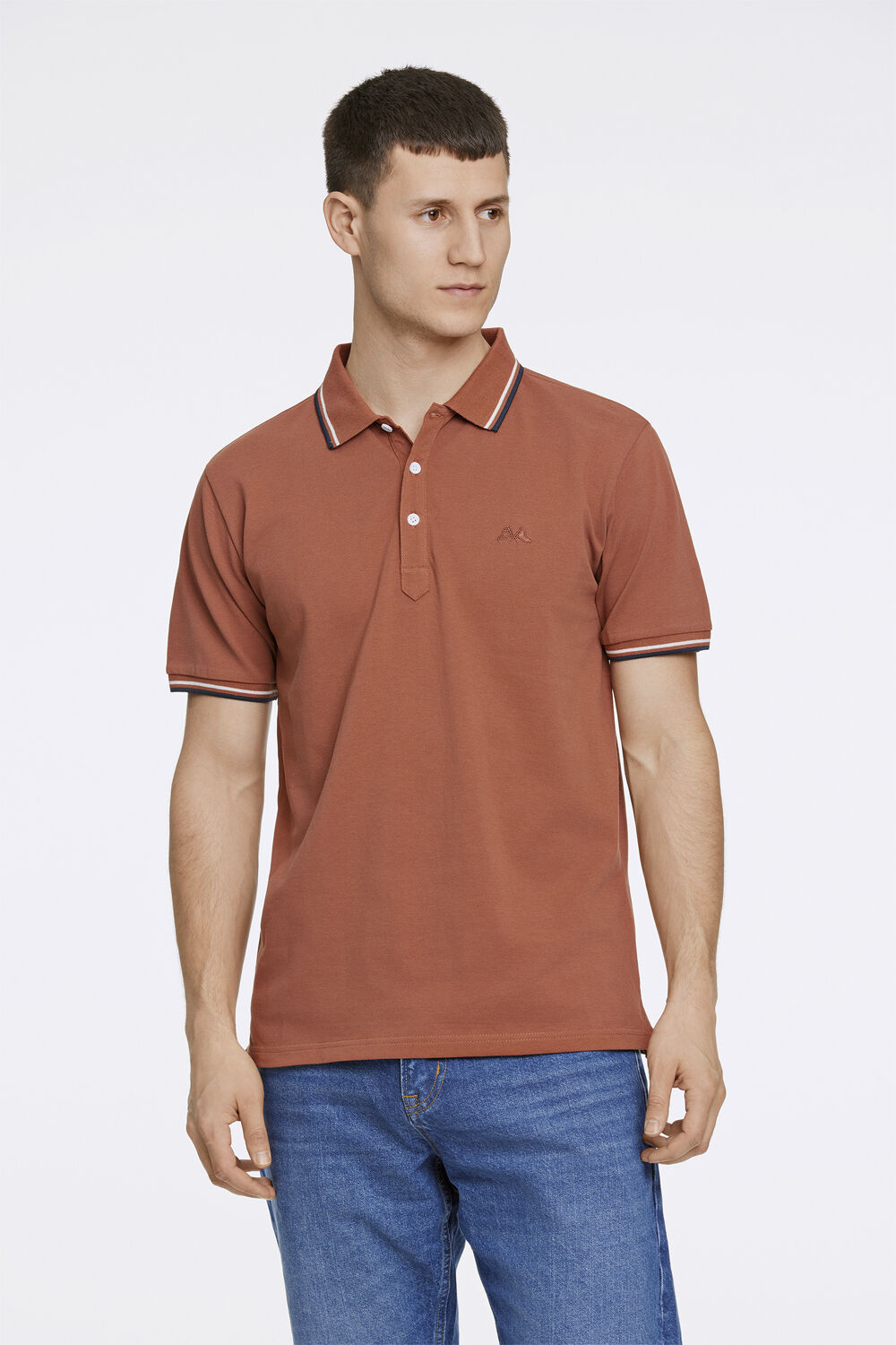 Polo shirt w. contrast piping