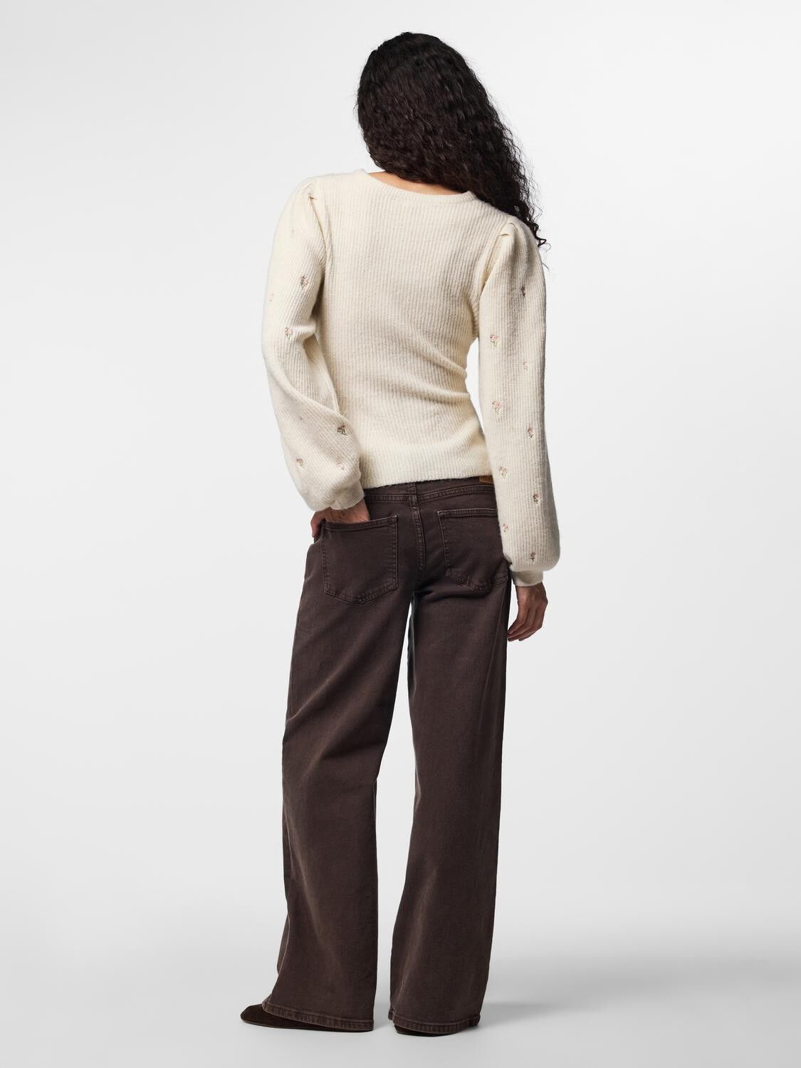 Pcsilly Ls Puff Knit Cardigan Emb Bc