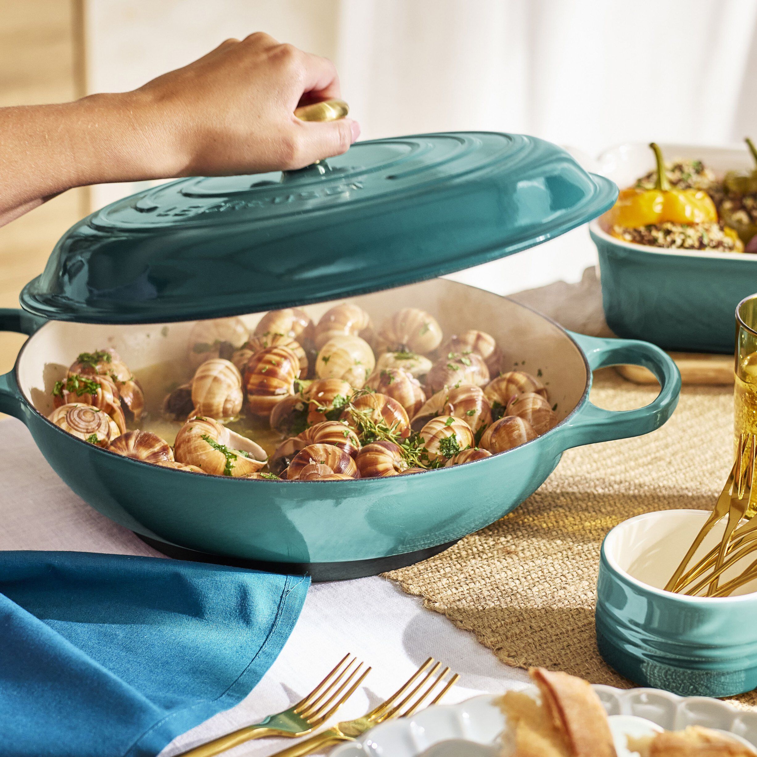 Le Creuset Signature st&oslash;bejern buffetgryde 30cm Bleu Riviera